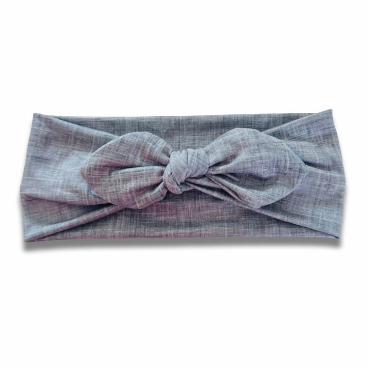 Grey Linen Style Sweetheart Headband (or removable tie option) Sewing Sweethearts Sweetheart with Removable Tie