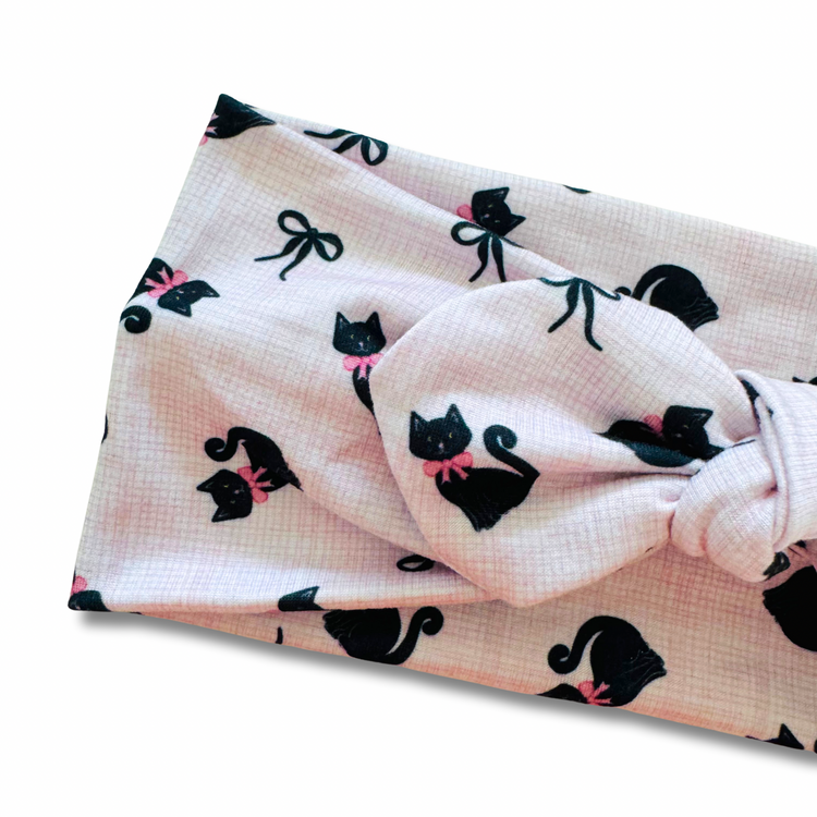 Black Cats Sweetheart Headband (or removable tie option) Sewing Sweethearts