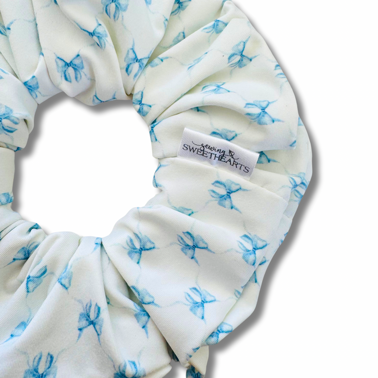 Blue Bows Scrunchie Sewing Sweethearts