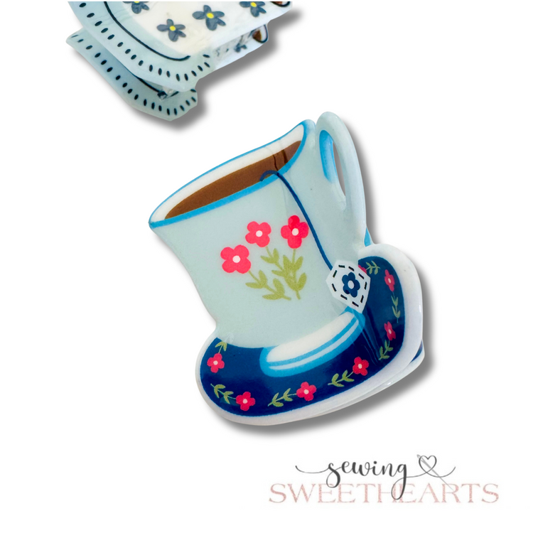 Teacups Claw Clips Sewing Sweethearts Blue