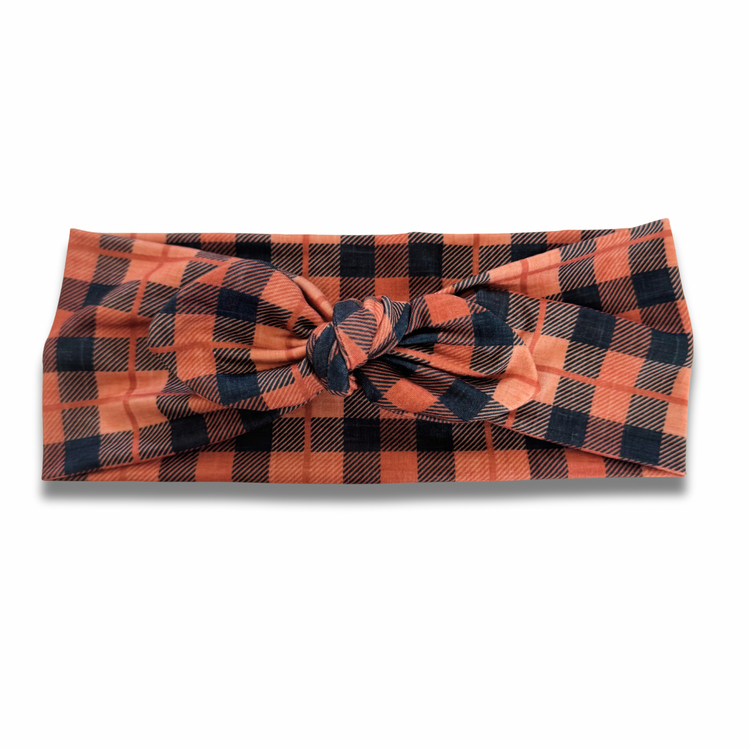 Harvest Plaid Sweetheart Headband (or removable tie option) Sewing Sweethearts Sweetheart with Removable Tie