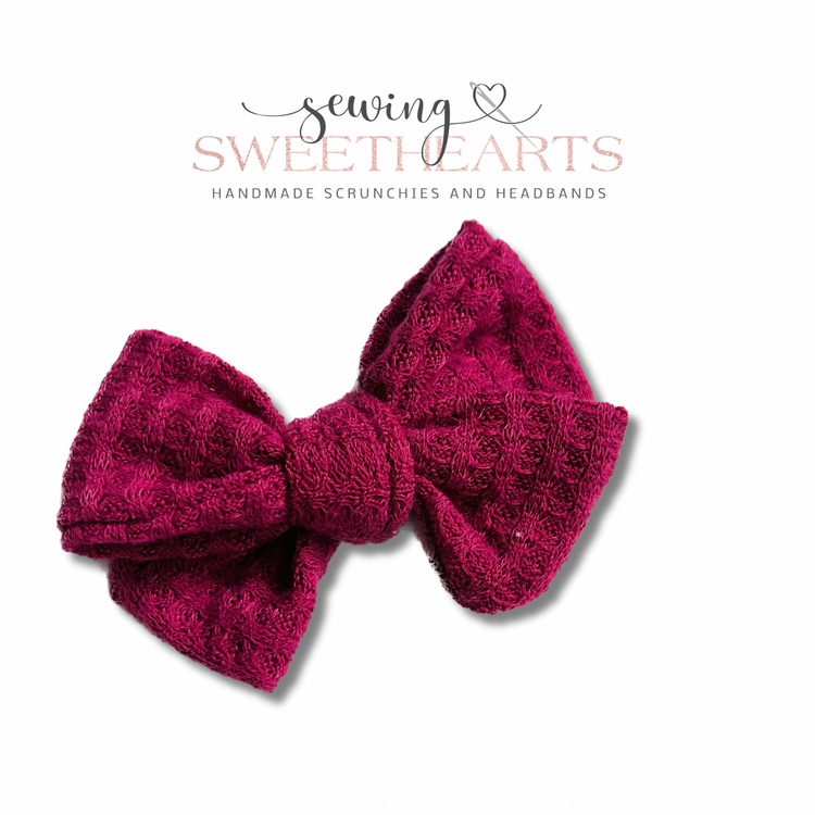 Magenta Waffle Knit Bow Sweet Minis Sewing Sweethearts