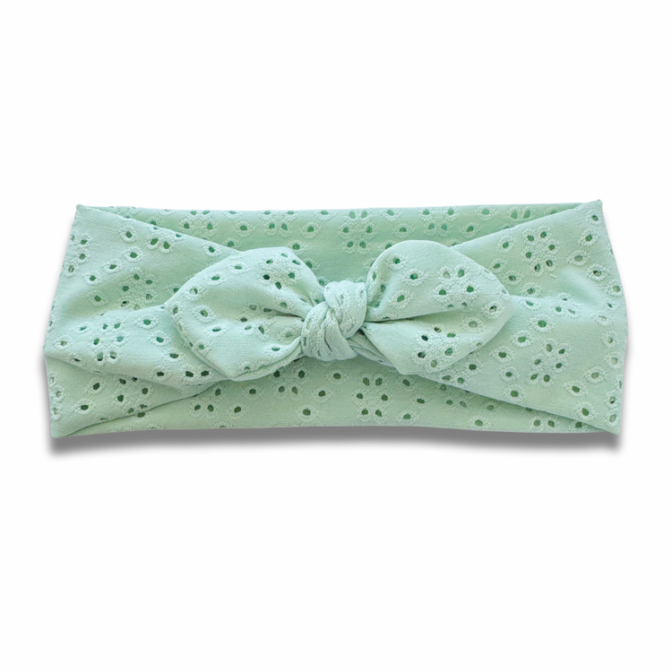 Minty Sage Eyelet Sweetheart Headband (or removable tie option) Sewing Sweethearts Sweetheart with Removable Tie