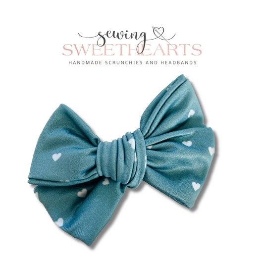 Sage Mini Hearts Bow  Sewing Sweethearts   