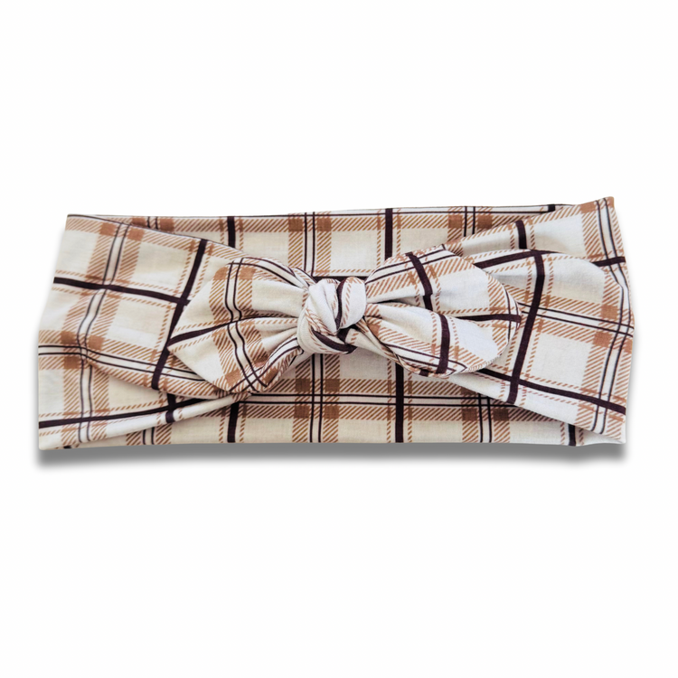 Smores Plaid Sweetheart Headband (or removable tie option) Sewing Sweethearts Sweetheart with Removable Tie