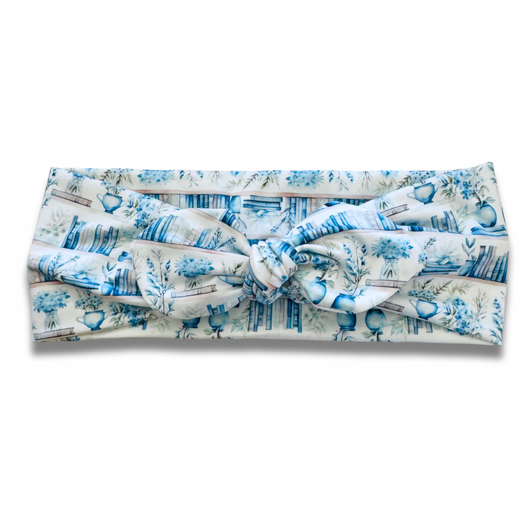 Blue Library Sweetheart Headband (or removable tie option) Sewing Sweethearts Sweetheart with Removable Tie