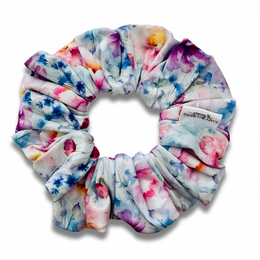 Bright Watercolor Garden Scrunchie  Sewing Sweethearts   
