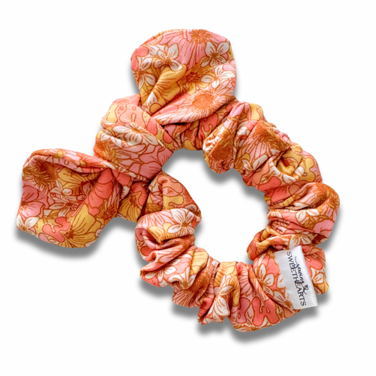 Mama Orange Florals Bow Scrunchie  Sewing Sweethearts   
