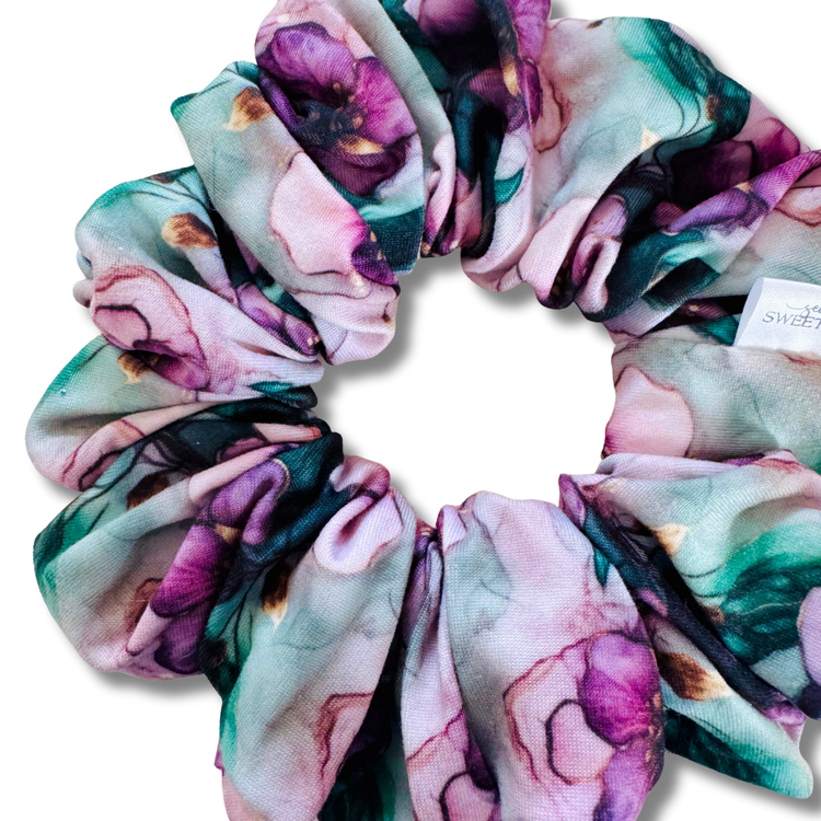 Amethyst Emerald Flowers Scrunchie Sewing Sweethearts