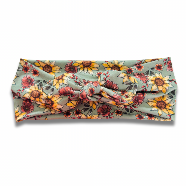 Fall Sunflowers Sweetheart Headband (or removable tie option) Sewing Sweethearts Sweetheart with Removable Tie