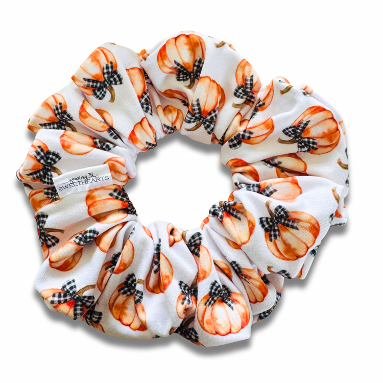 Pumpkin Bows Scrunchie Sewing Sweethearts