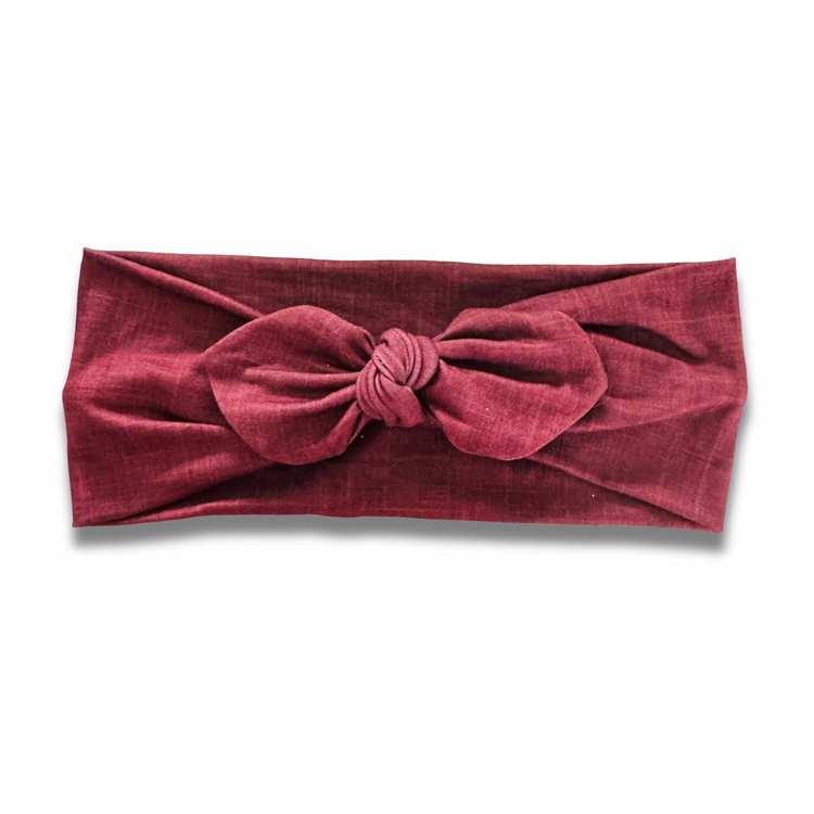 Cranberry Linen Style Sweetheart Headband (or removable tie option) Sewing Sweethearts Sweetheart with Removable Tie