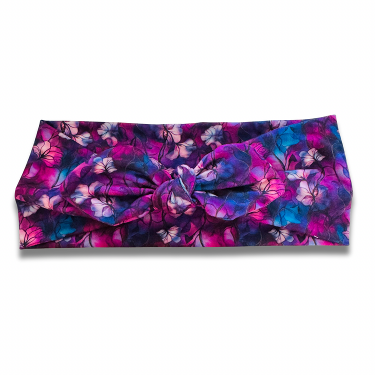 Purple Flowers Sweetheart Headband (or removable tie option) Sewing Sweethearts Sweetheart with Removable Tie