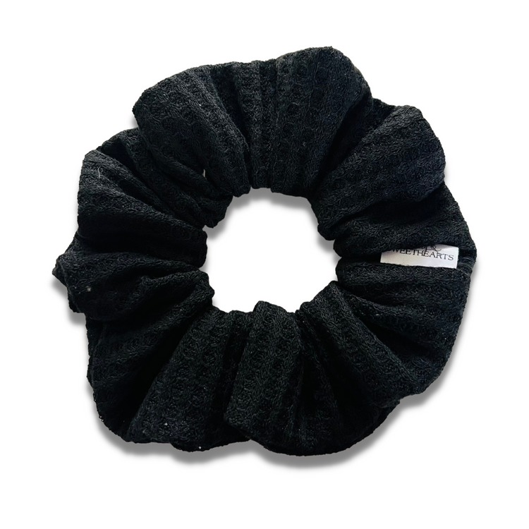 Black Waffle Knit Scrunchie Sewing Sweethearts