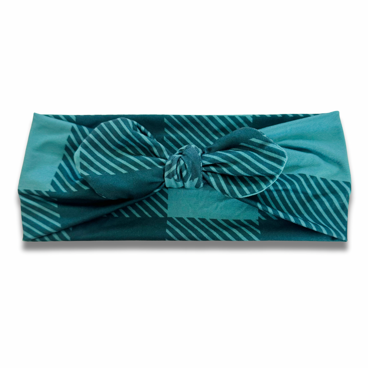 Forest Plaid Sweetheart Headband (or removable tie option) Sewing Sweethearts Sweetheart with Removable Tie
