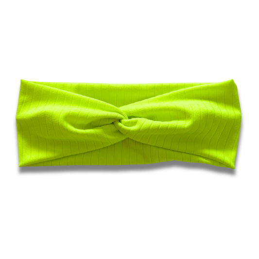 Neon Yellow Ribbed Sweetheart Headband (or removable tie option) Sewing Sweethearts Sweetheart