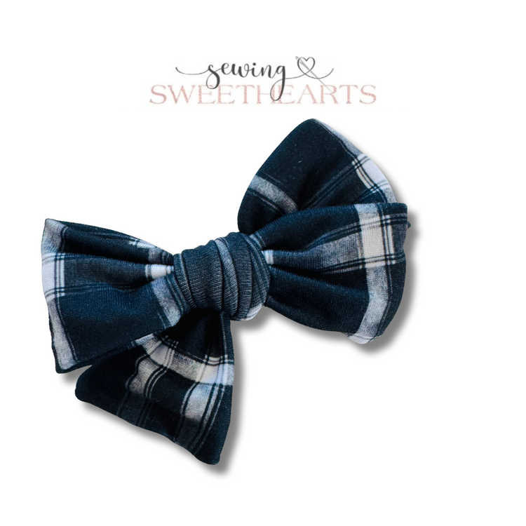 Black Plaid Bow Sewing Sweethearts