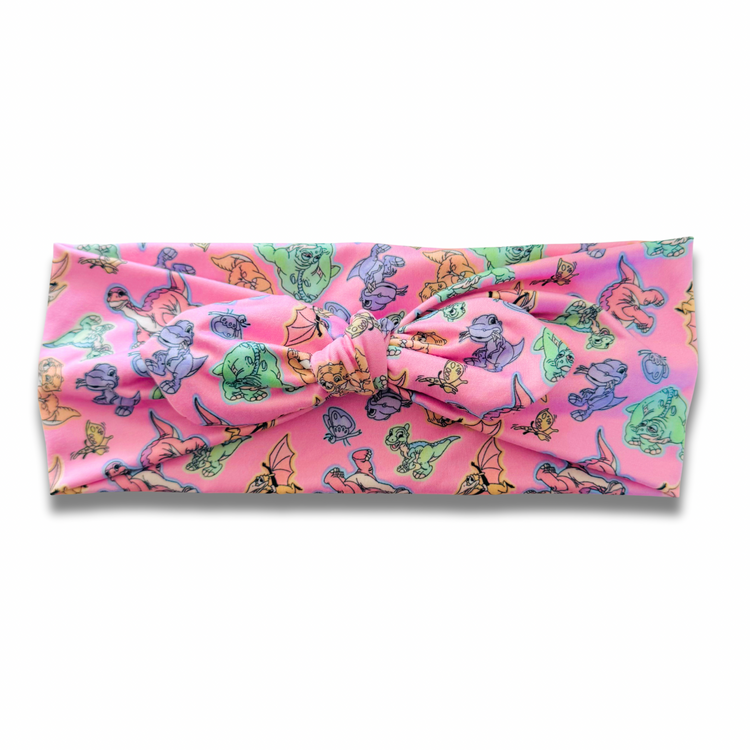 Famous Dinos Pink Sweetheart Headband (or removable tie option) Sewing Sweethearts Sweetheart with Removable Tie