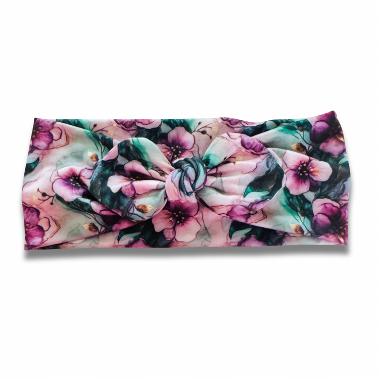 Amethyst Emerald Flowers Sweetheart Headband (or removable tie option) Sewing Sweethearts Sweetheart with Removable Tie