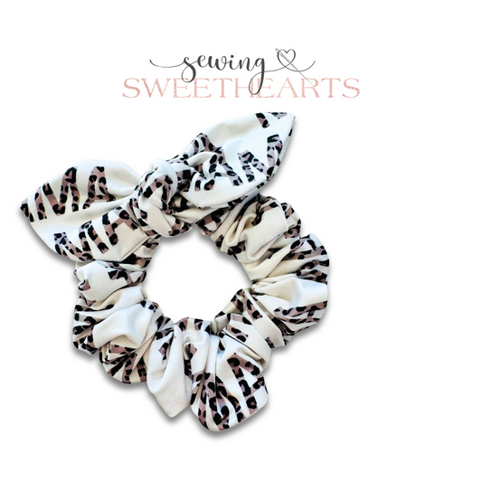 Mama Leopard Bow Scrunchie  Sewing Sweethearts   