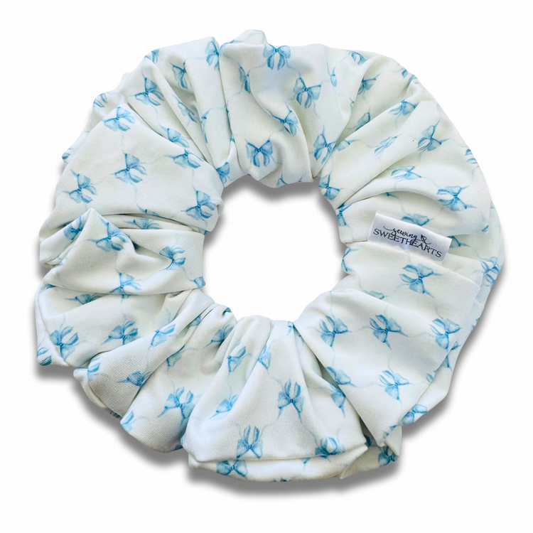 Blue Bows Scrunchie Sewing Sweethearts