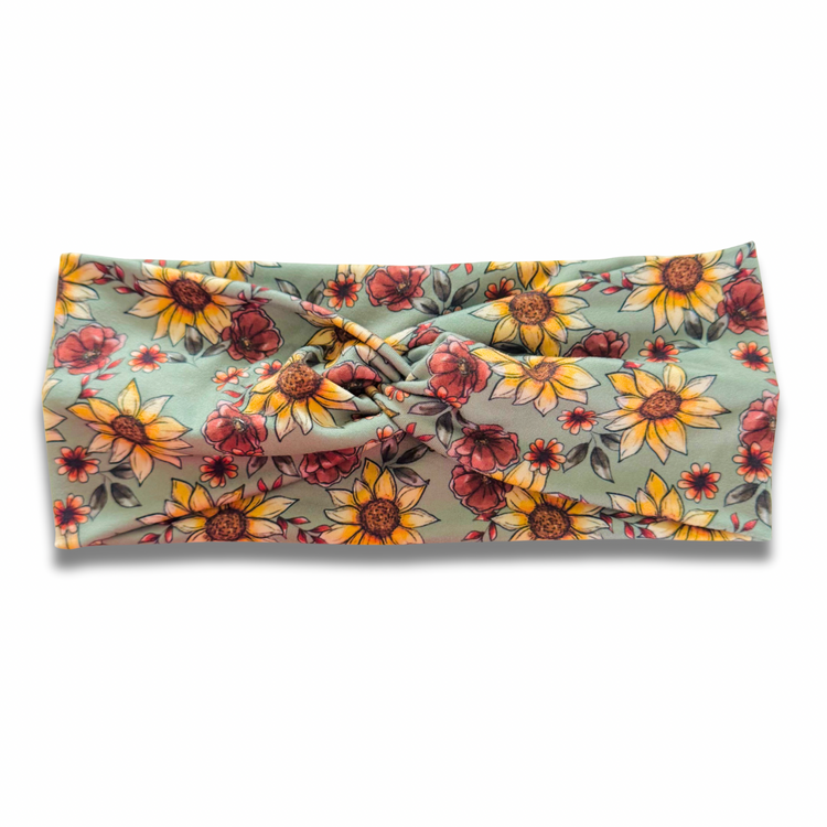 Fall Sunflowers Sweetheart Headband (or removable tie option) Sewing Sweethearts Sweetheart