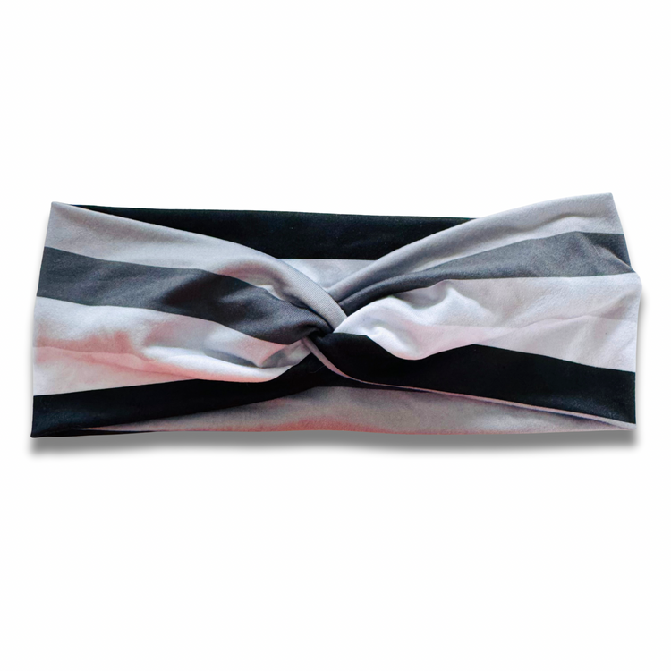 Grey Stripes Sweetheart Headband (or removable tie option) Sewing Sweethearts Sweetheart
