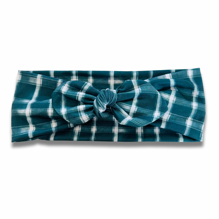 Dark Green Plaid Sweetheart Headband (or removable tie option) Sewing Sweethearts Sweetheart with Removable Tie