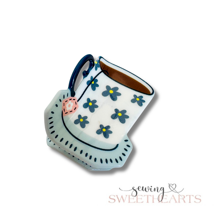 Teacups Claw Clips Sewing Sweethearts Blue & White