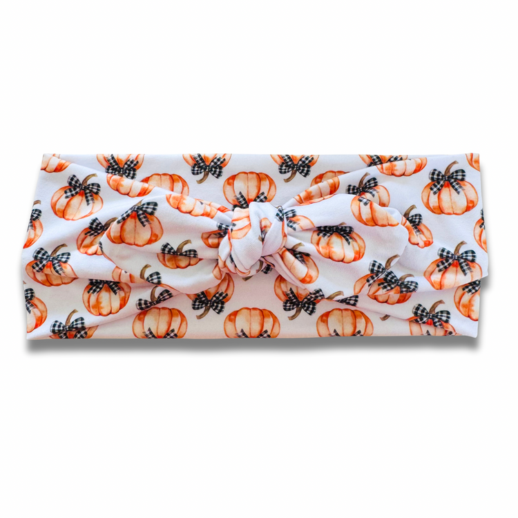 Pumpkin Bows Sweetheart Headband (or removable tie option) Sewing Sweethearts Sweetheart with Removable Tie