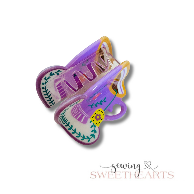 Teacups Claw Clips Sewing Sweethearts Purple