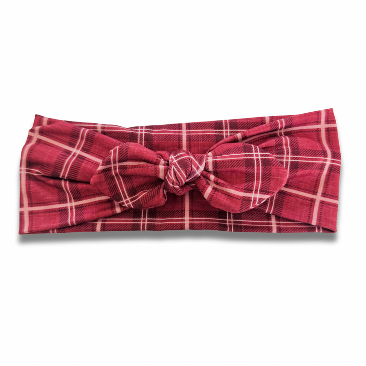 Redwood Plaid Sweetheart Headband (or removable tie option) Sewing Sweethearts Sweetheart with Removable Tie