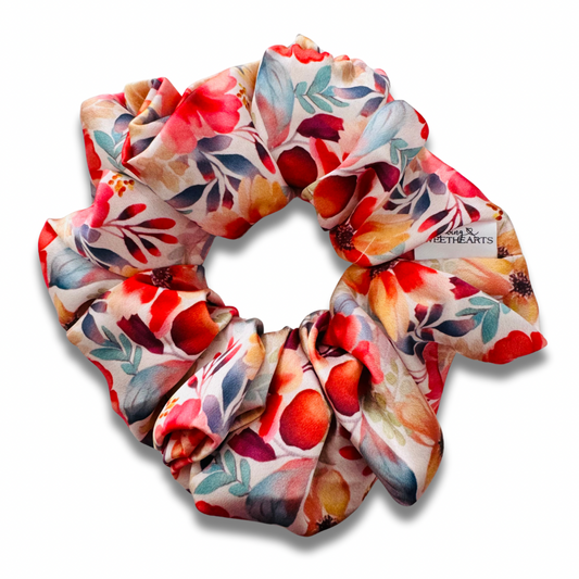 Amber Red Garden Satin Scrunchie  Sewing Sweethearts   