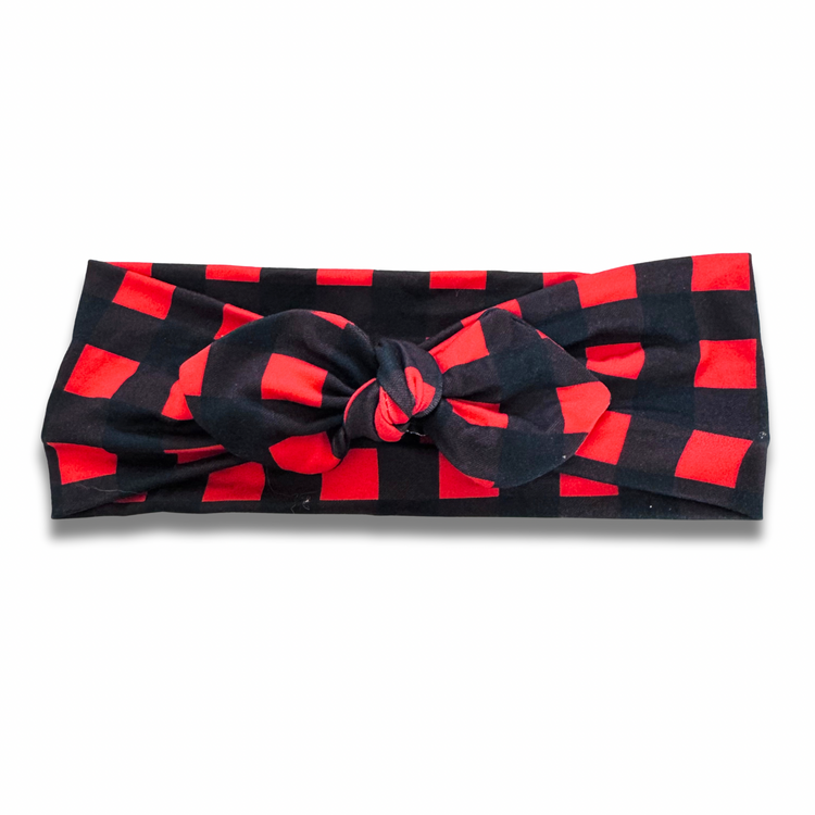 Buffalo Red Plaid Sweetheart Headband (or removable tie option) Sewing Sweethearts Sweetheart with Removable Tie