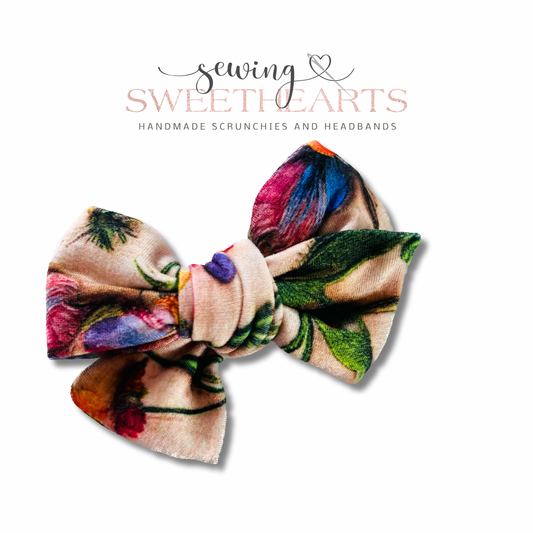 Embroidered Flowers Bow  Sewing Sweethearts   