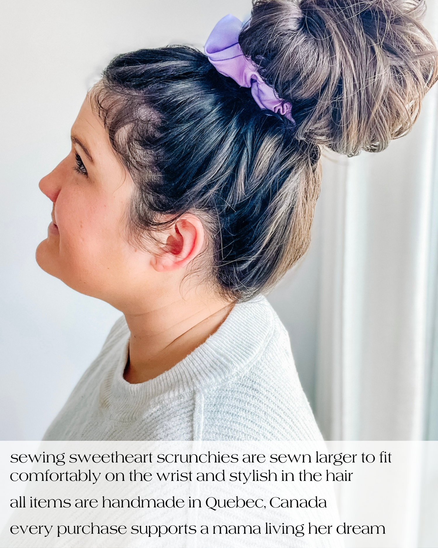 Grey Silky Satin Scrunchie Scrunchies Sewing Sweethearts   