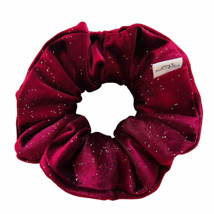 Burgundy Sparkle Velvet Scrunchie Scrunchies Sewing Sweethearts