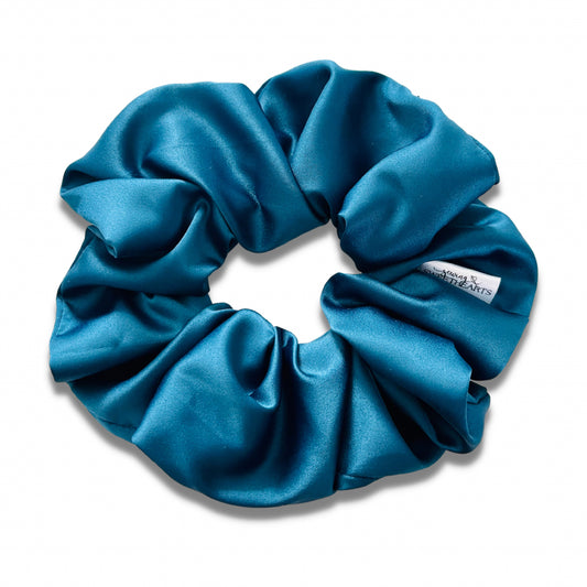 Rich Blue Silky Satin Scrunchie Scrunchies Sewing Sweethearts   