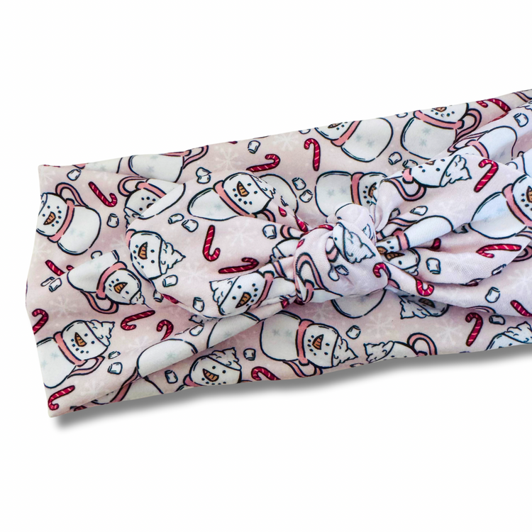 Snowman Cups Sweetheart Headband (or removable tie option)