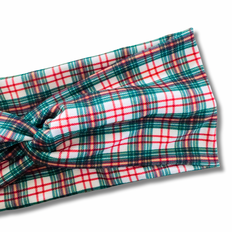 Holiday Tartan Sweetheart Headband (or removable tie option)
