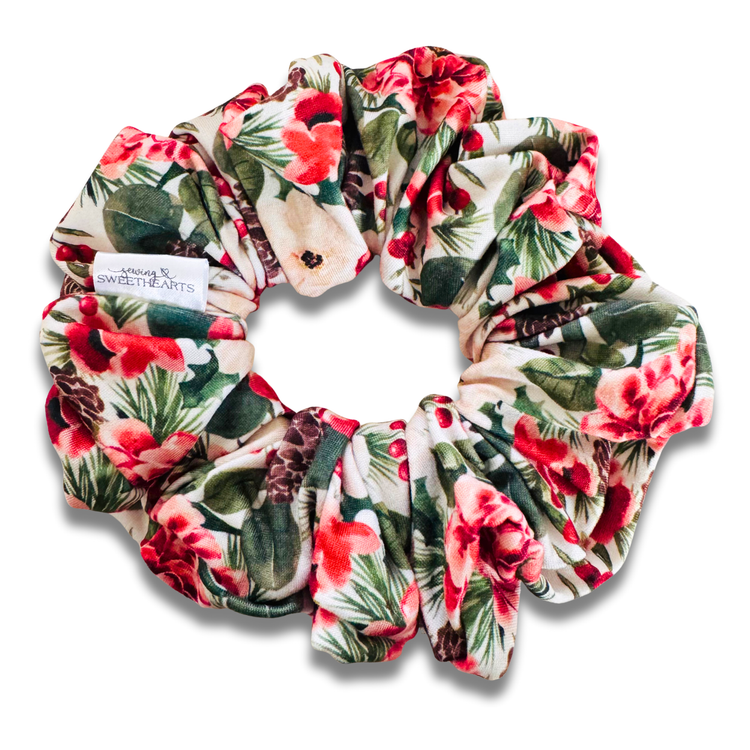 Christmas Peony Scrunchie
