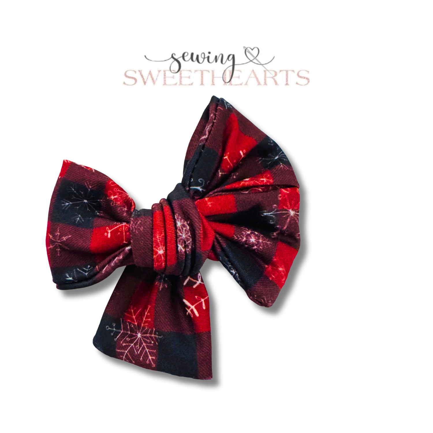 Plaid Snowflakes Bow Sewing Sweethearts
