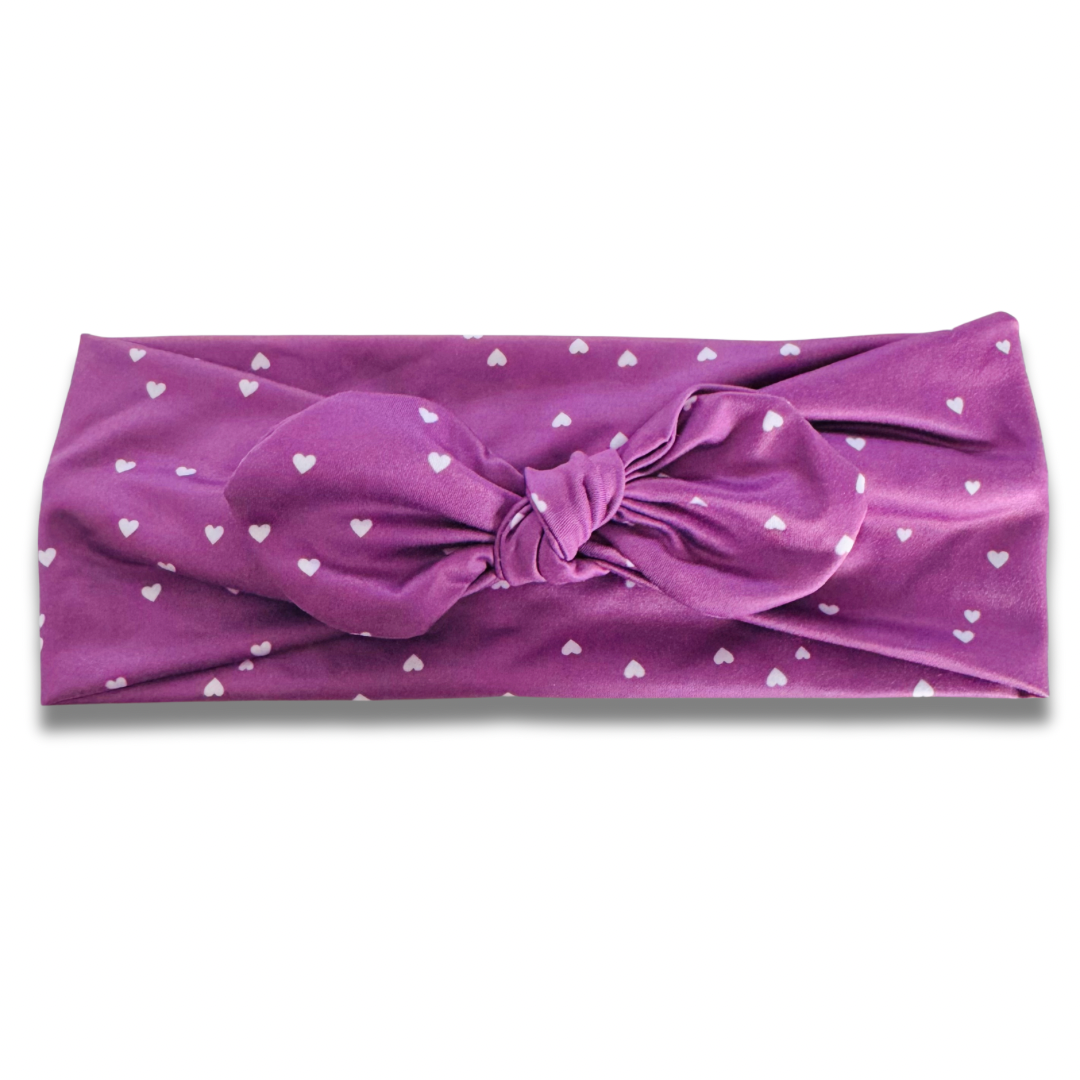 Purple Hearts Sweetheart Headband (or removable tie option) Sewing Sweethearts Sweetheart with Removable Tie
