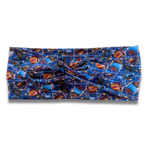 GG Blue Plaid Sweetheart Headband (or removable tie option) Sewing Sweethearts Sweetheart