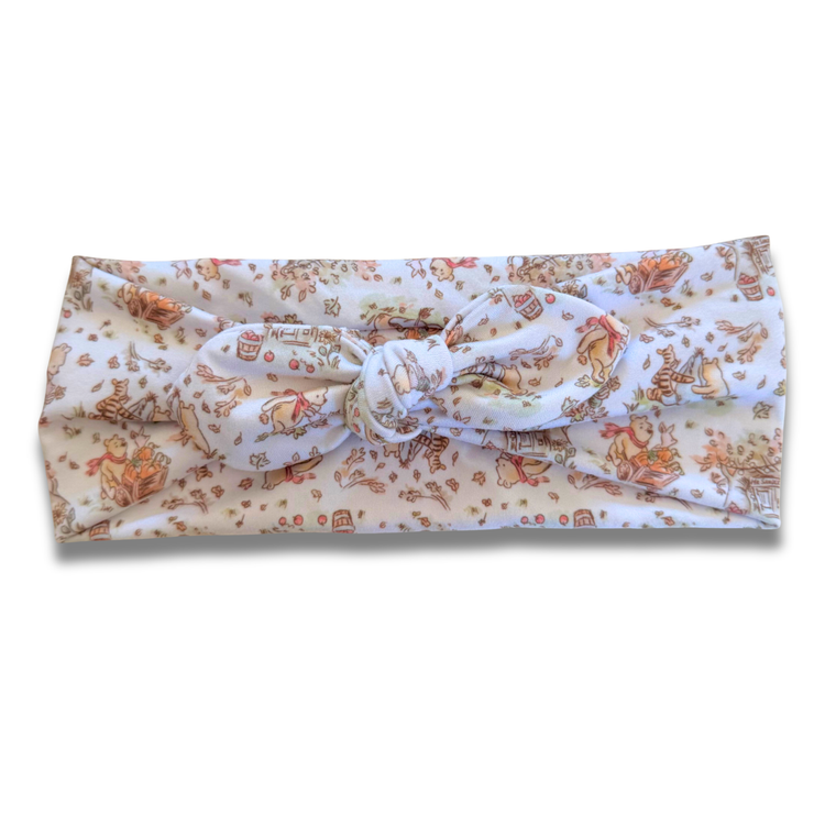 Fall Bear Sweetheart Headband (or removable tie option) Sewing Sweethearts Sweetheart with Removable Tie