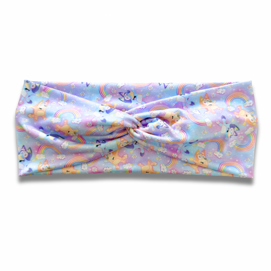 Blue Dog Pastel Sweetheart Headband (or removable tie option) Sewing Sweethearts Sweetheart