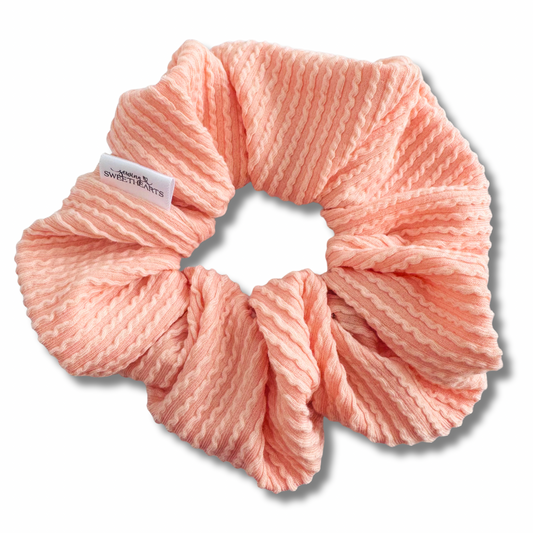 Peach Wavy Ribbed Scrunchie Sewing Sweethearts