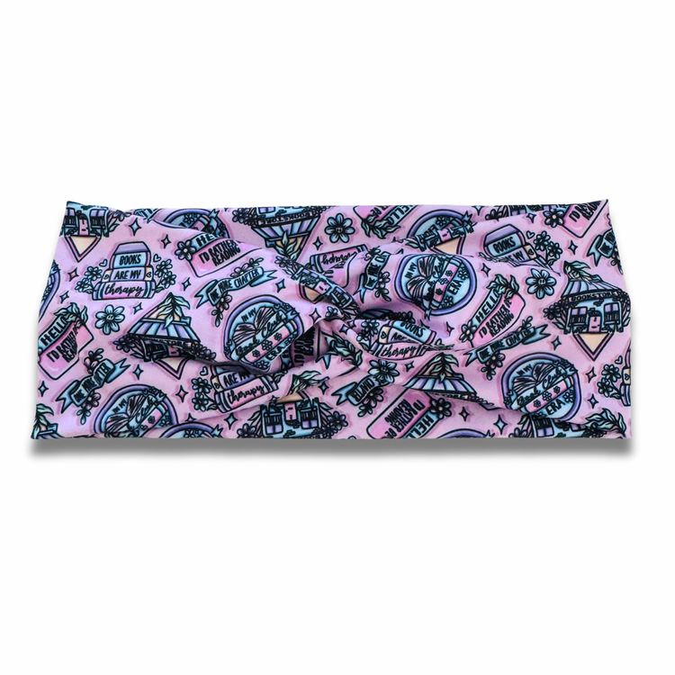 Books Are My Therapy Sweetheart Headband (or removable tie option) Sewing Sweethearts Sweetheart