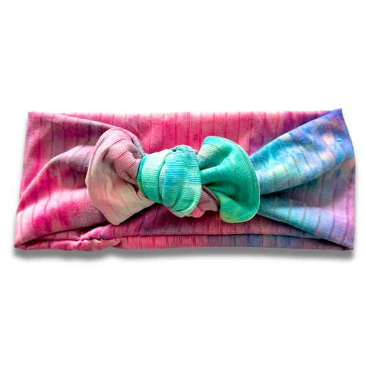 Pink Mint Tie Dye Ribbed Sweetie Headband Sewing Sweethearts