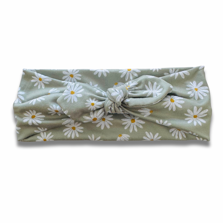 Sage Daisies Sweetheart Headband (or removable tie option) Sewing Sweethearts Sweetheart with Removable Tie